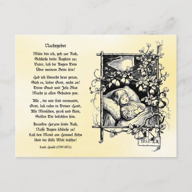 Cartão Postal Müde caixa ich geh zur Ruh (Frente)