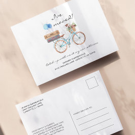 Cartão Postal Mudei de Endereço Anúncio de Mudança de Bicicleta 