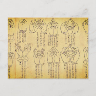 Cartão Postal Mudras (rolagem japonesa do século 12)