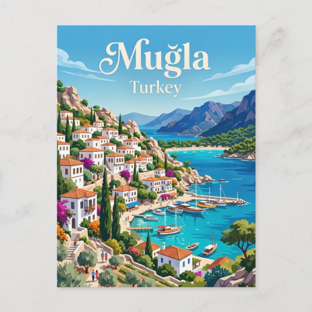 Cartão Postal Muğla Turquia (Frente)