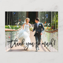 Cartão Postal Muito Obrigado Casamento Moderno com Letra de Pinc