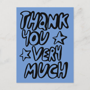 Cartão Postal MUITO OBRIGADO Letras Bolha Azul PERSONALIZADO