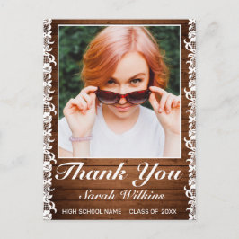 Cartão Postal Muito obrigado pela foto de formatura em madeira r