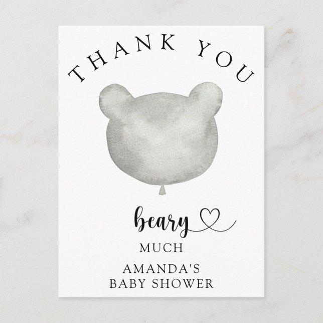 Cartão Postal Muito obrigado  ursinho (Frente)