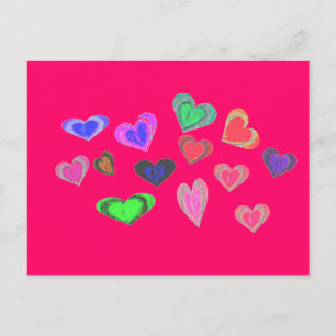 Cartão Postal muitos corações pequenos