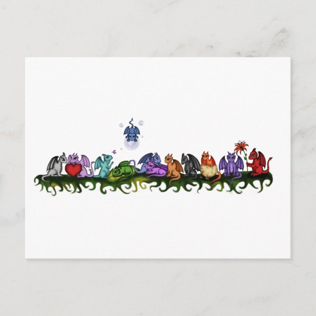 Cartão Postal muitos Dragões bonitos (Frente)