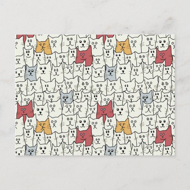 Cartão Postal Muitos gatos engraçados (Frente)