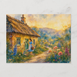 Cartão Postal Mulher à porta da cabana,