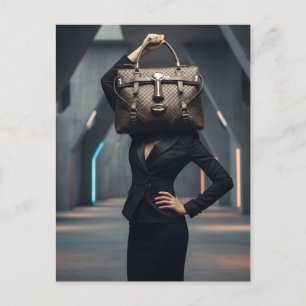 Cartão Postal Mulher abstrata com bolsa