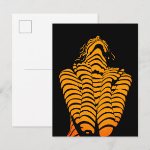 Cartão Postal Mulher Abstrata Silhueta Moderna Expressiva