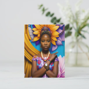 Cartão Postal Mulher africana linda com um relógio