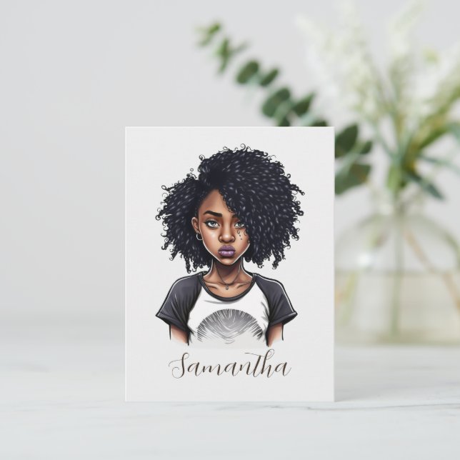 Cartão Postal Mulher Afro Chic e Classy (Em pé/Frente)