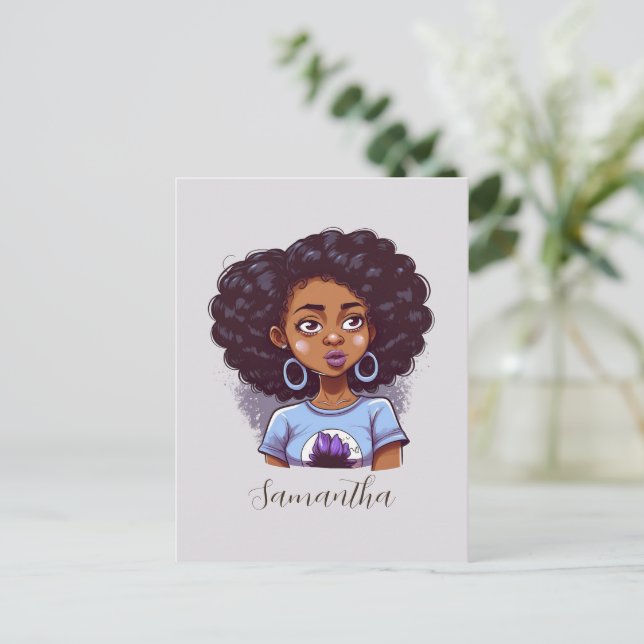 Cartão Postal Mulher Afro Classe e Elegante (Em pé/Frente)