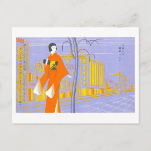 Cartão Postal Mulher Antiga em Ginza, Japão