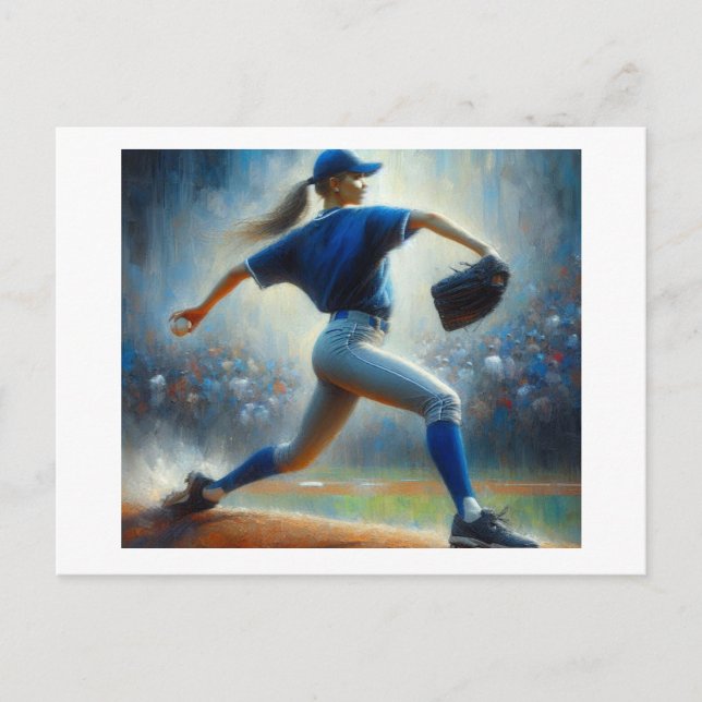 Cartão Postal Mulher Baseball Pitcher (Frente)