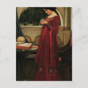 Cartão Postal Mulher Bola de Cristal Pintura Waterhouse