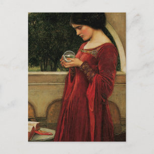 Cartão Postal Mulher Bola de Cristal Pintura Waterhouse