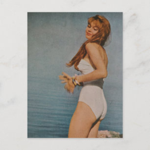 Cartão Postal Mulher Bonita de Maiô Branco em 1957