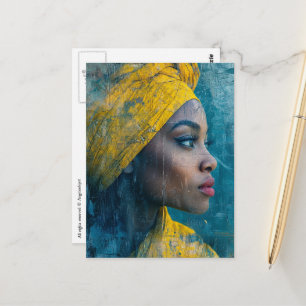 Cartão Postal Mulher Bonita Vestindo Amarelo