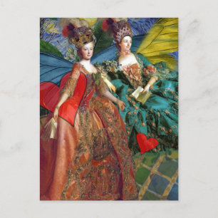 Cartão Postal Mulher Borboleta Caprichosa Gêmeos Gótica Clássica