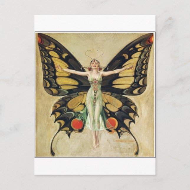 Cartão Postal Mulher-borboleta Leyendecker (Frente)