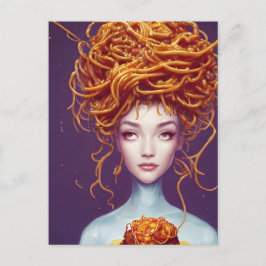 Cartão Postal Mulher Cabelo Espaguete