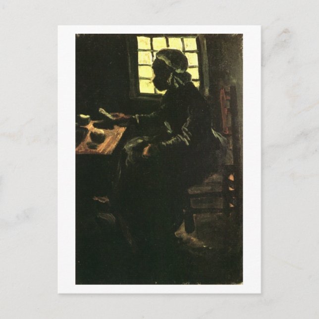 Cartão Postal Mulher camponesa tomando refeição, Vincent van Gog (Frente)