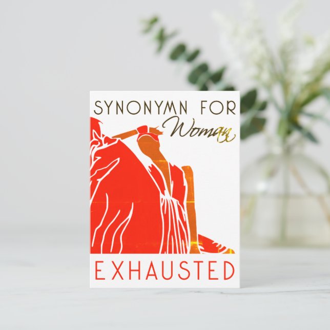 CARTÃO POSTAL MULHER CANSA (Em pé/Frente)
