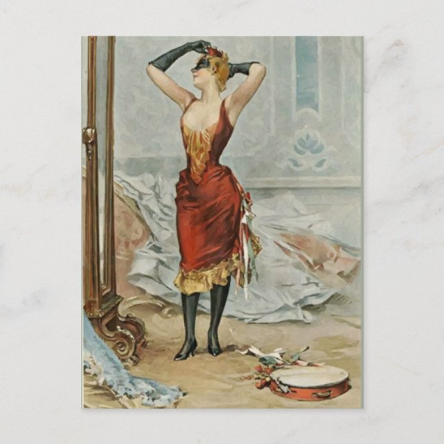 Cartão Postal Mulher Clássica do Mardi Gras (Frente)