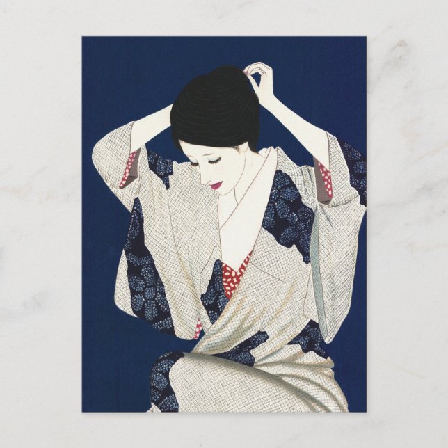 Cartão Postal Mulher clássica japonesa Takasawa Keiichi Hair (Frente)