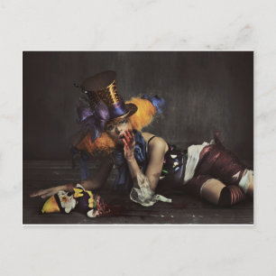 Cartão Postal Mulher Colorida Vestida como Palhaçada