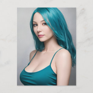 Cartão Postal Mulher com a cor do cabelo que combina com a cor d