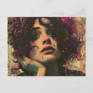 Cartão Postal Mulher com a mão no rosto