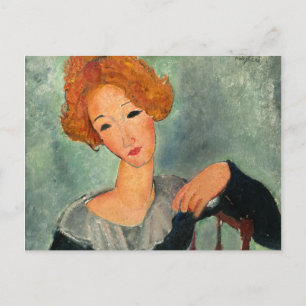 Cartão Postal Mulher com Cabelo Vermelho, 1917, por Amedeo Modig