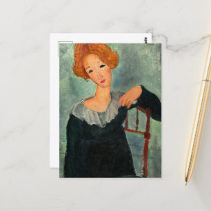 Cartão Postal Mulher com Cabelo Vermelho por Amedeo Modigliani