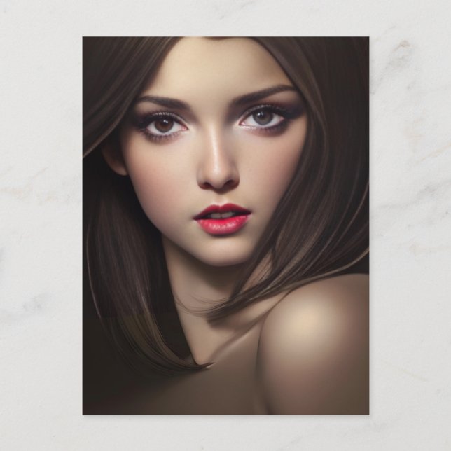 Cartão Postal Mulher com Cartaz Intenso (Frente)