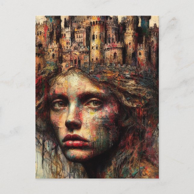 Cartão Postal Mulher com Castelo na Cabeça (Frente)