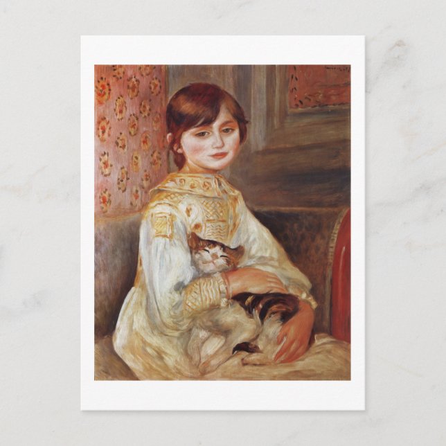 Cartão Postal Mulher com Cat, Auguste Renoir (Frente)