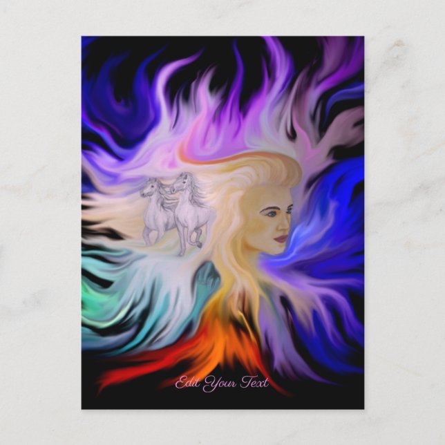 Cartão Postal Mulher com Cavalo (Frente)