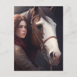 Cartão Postal Mulher com Cavalo