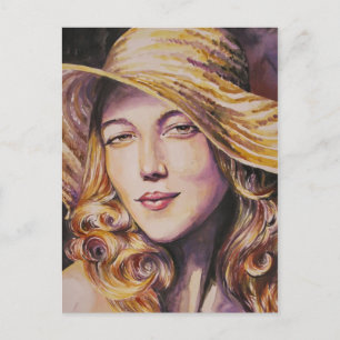 Cartão Postal Mulher com chapéu