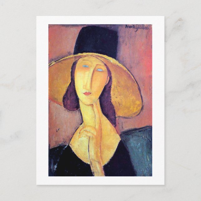 Cartão Postal Mulher com chapéu grande, Modigliani (Frente)