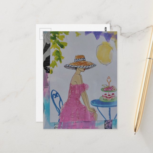 Cartão Postal Mulher com colagem de cupcakes (Frente/Verso In Situ)
