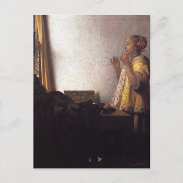 Cartão Postal Mulher com colar de pérolas (Frente)