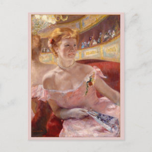 Cartão Postal Mulher com Colar Pérola em Loge Mary Cassatt