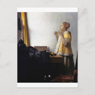 Cartão Postal Mulher com Colar Pérola, Johannes Vermeer