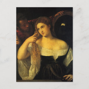 Cartão Postal Mulher com Espelho de Titian, Renascença Vintage