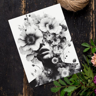 Cartão Postal Mulher Com Flores Na Mente obra de arte de IA Fant