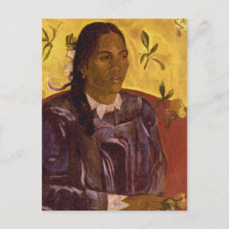 Cartão Postal Mulher com Gardenia por Paul Gauguin