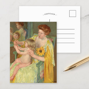 Cartão Postal Mulher com girassol   Mary Cassatt